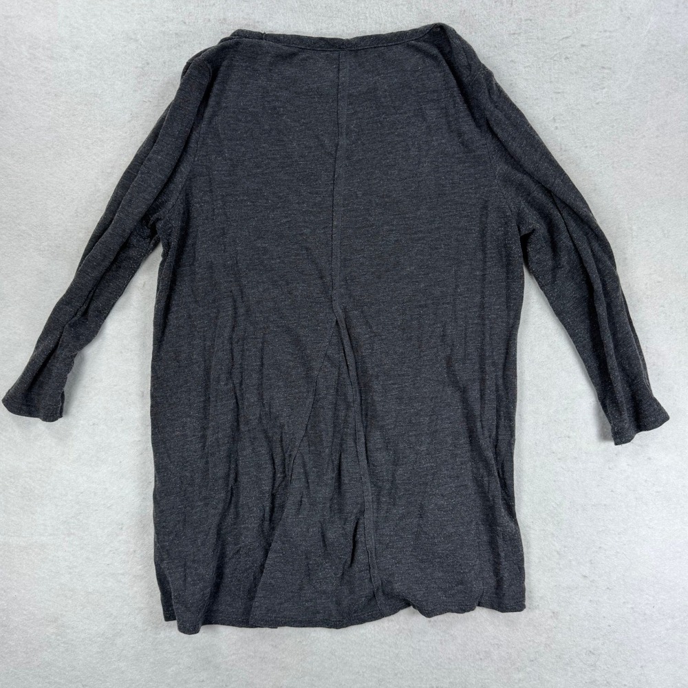 Lucky Brand Mens Charcoal Gray Gold Metallic Floral High Low Long Sleeve Top M - Picture 6 of 6